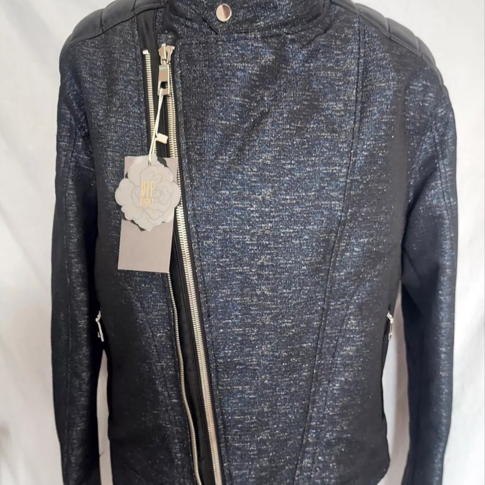 Zara Black and Blue Bomber Jacket with Modern Slim Fit